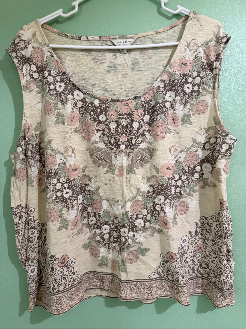 Lucky Brand Floral Scoop Neck Festival Tank XL